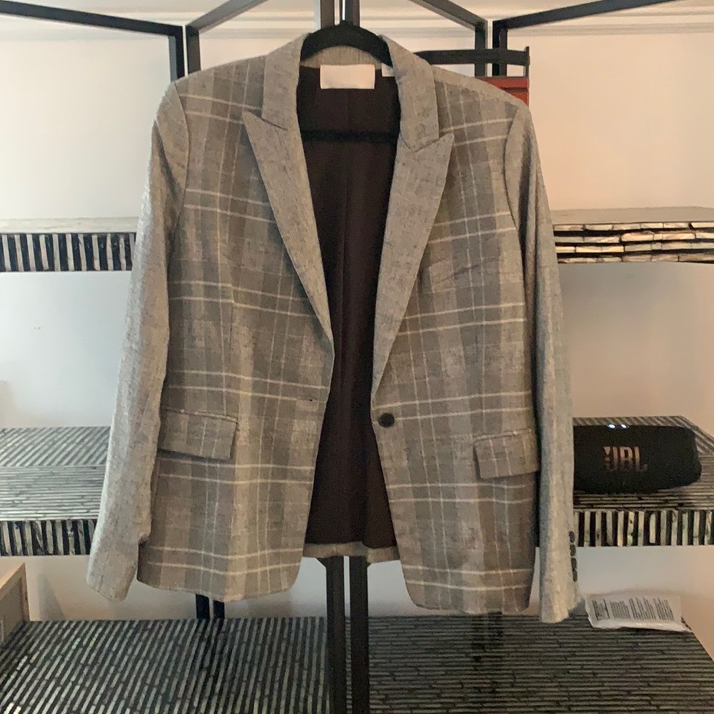 CARLISLE Black and White plaid one Button Closure Blazer Size 14